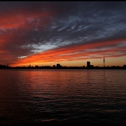 Sonnenuntergang über der Außenalster, Hamburg