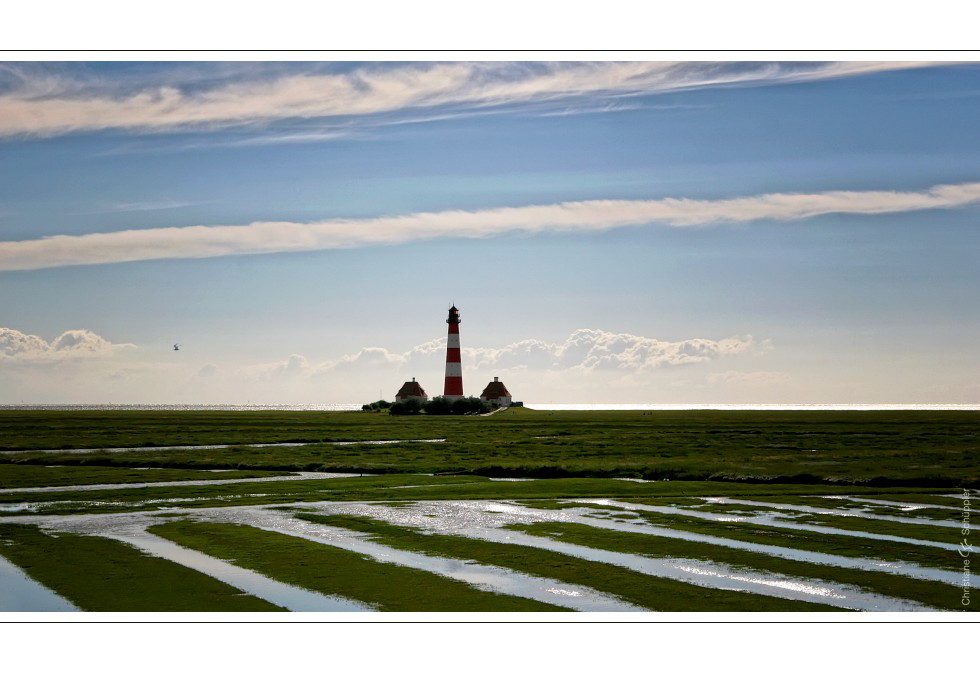 Streifen machen schlank | Leuchtturm Westerhever, Nordseeküste